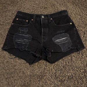 Levi's Black Ripped Jean Shorts